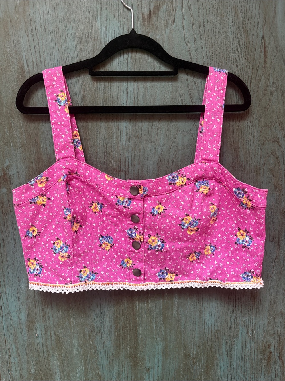 Good Ghost Upcycled Floral Corset Crop Top